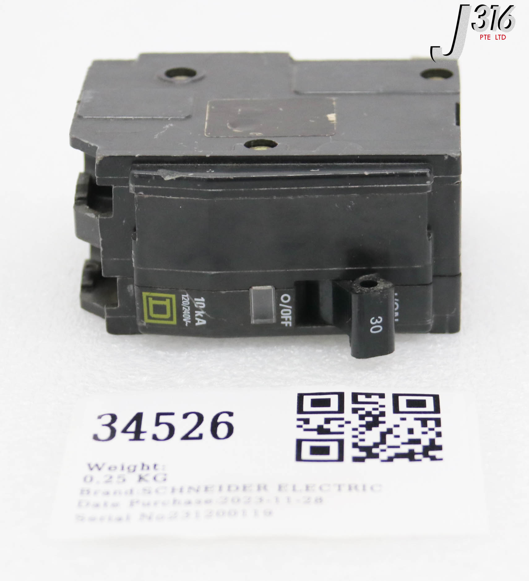 グレー1枚 34526 SCHNEIDER ELE SQUARE D 2-POLE CIRCUIT BREAKER, QO SERIES